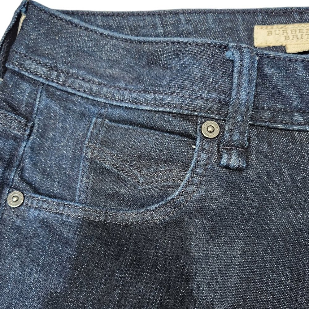 Burberry Brit Women’s Skinny Slim Kensington Mid-Rise Dark Wash Denim Size 24 - Picture 6 of 13